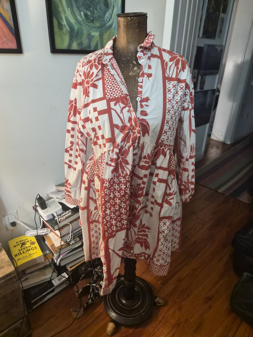 Maeve Red and White Patchwork Tunic